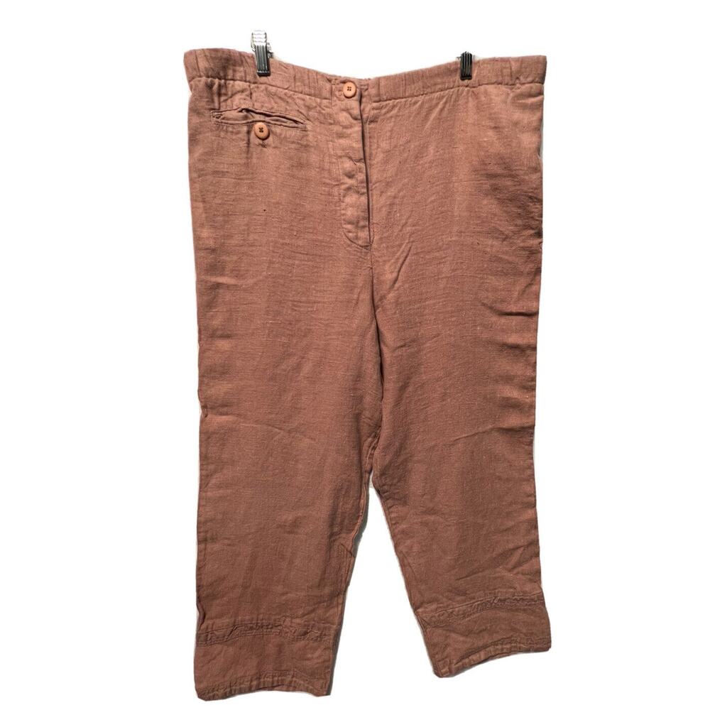 Christy Allen Women’s Linen‎ Pant Size L Waistband Button Front Made in USA